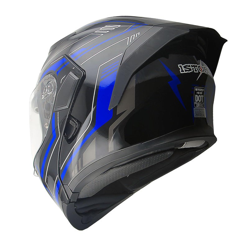 1Storm Motorcycle Modular Full Face Helmet Flip up Dual Visor Sun Shield: HB89 Arrow Blue - Image 2
